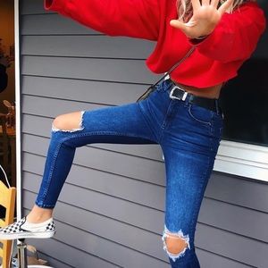 Free People Busted Knee Skinny Jeans